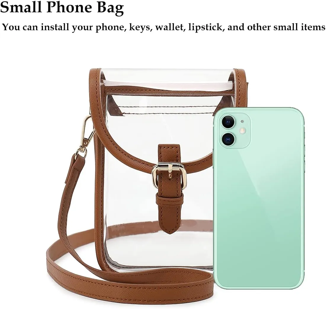 FAIME Small Clear Bag Stadium Approved, Clear Crossbody Cell Phone Purses Bag with Adjustable Strap for Concerts