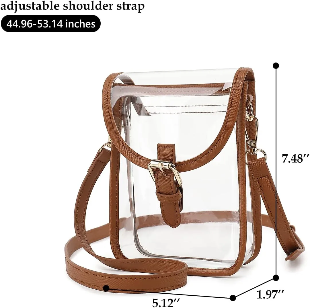 FAIME Small Clear Bag Stadium Approved, Clear Crossbody Cell Phone Purses Bag with Adjustable Strap for Concerts