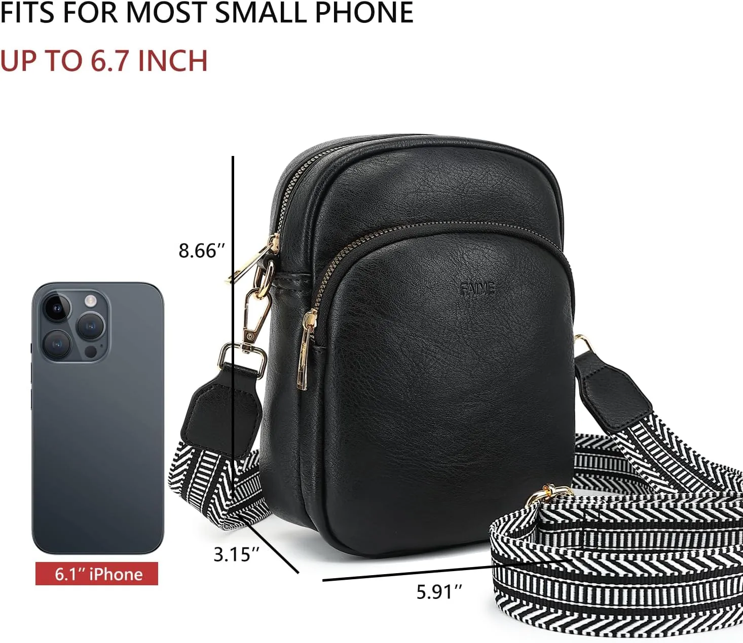 FAIME Small Clear Bag Stadium Approved, Clear Crossbody Cell Phone Purses Bag with Adjustable Strap for Concerts