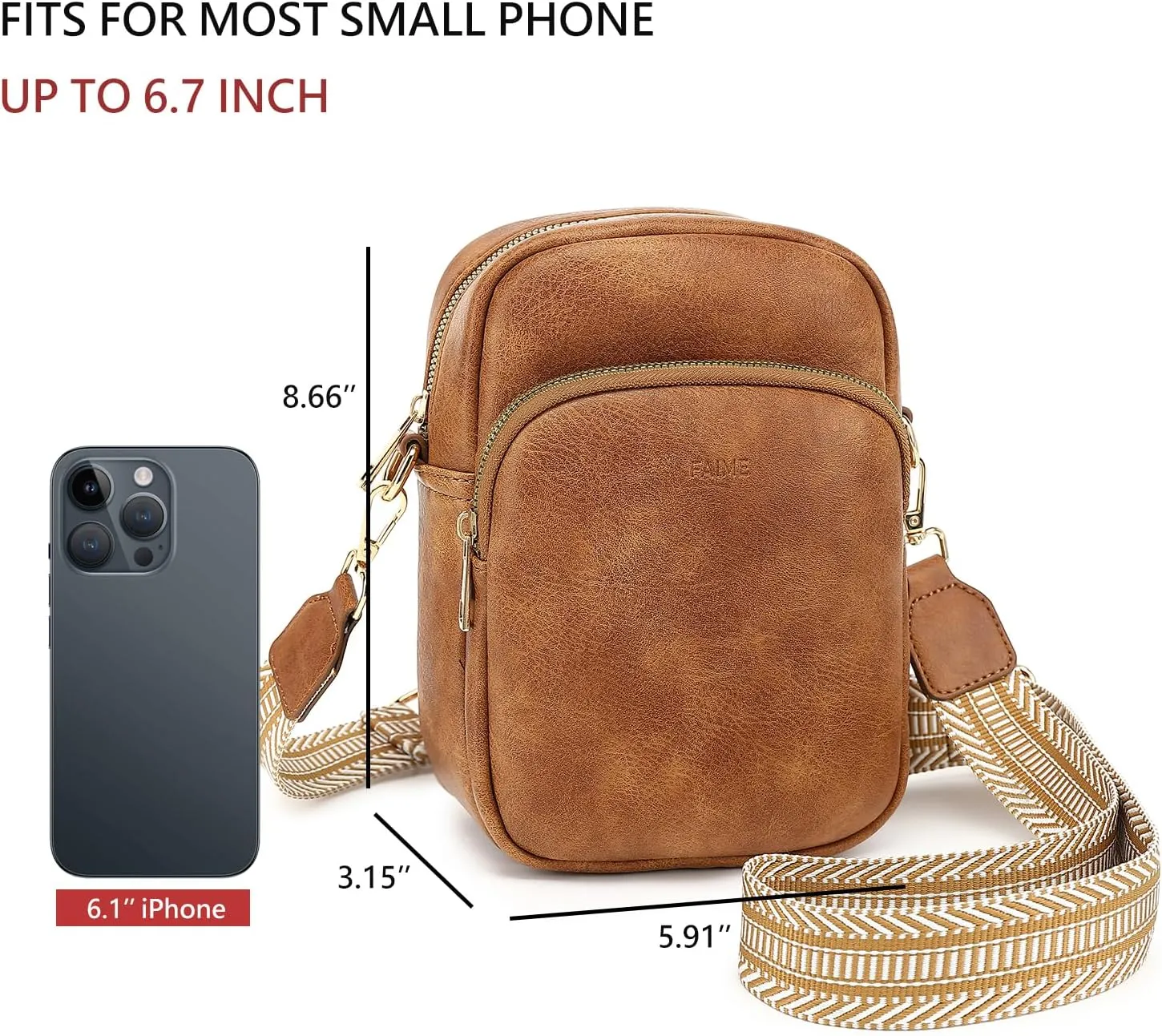 FAIME Small Clear Bag Stadium Approved, Clear Crossbody Cell Phone Purses Bag with Adjustable Strap for Concerts