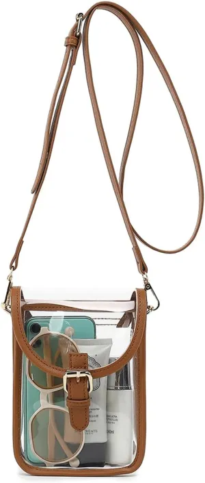 FAIME Small Clear Bag Stadium Approved, Clear Crossbody Cell Phone Purses Bag with Adjustable Strap for Concerts