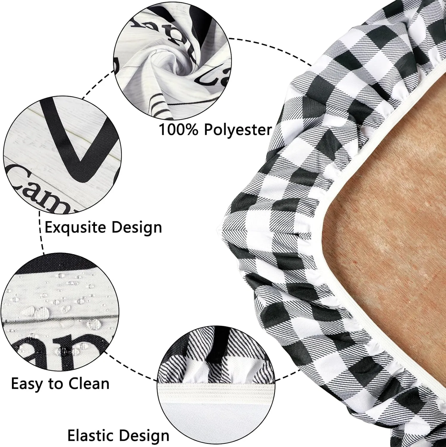 famibay 3 Piece Picnic Table Cover with Bench Covers Checkered Camping Tablecloth Fitted Picnic Table Covers with Elastic Windproof Waterproof Fabric Reusable Camping Table Covers(12" x72" 30" x72")