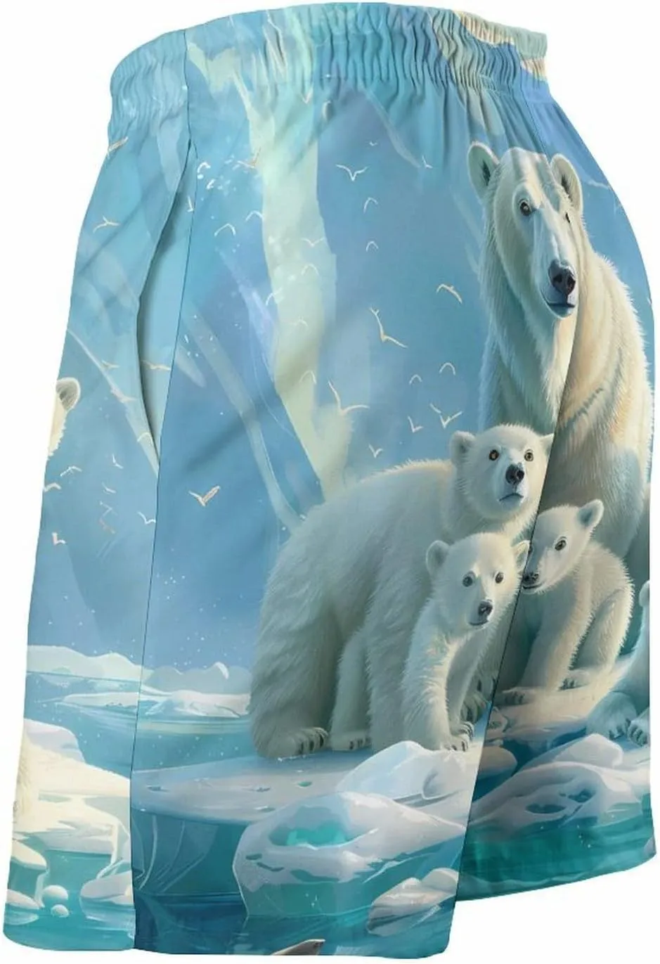 Family Polar-Bear Casual Men's Swim Trunks Funny Summer Beach Shorts Swimwear with Pocket