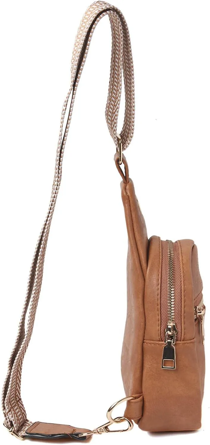 Fashion Chest Bags Soft Leather Texture Crossbody Bags Large Capacity Simple Retro Shoulder Bag (Coffee, One Size)