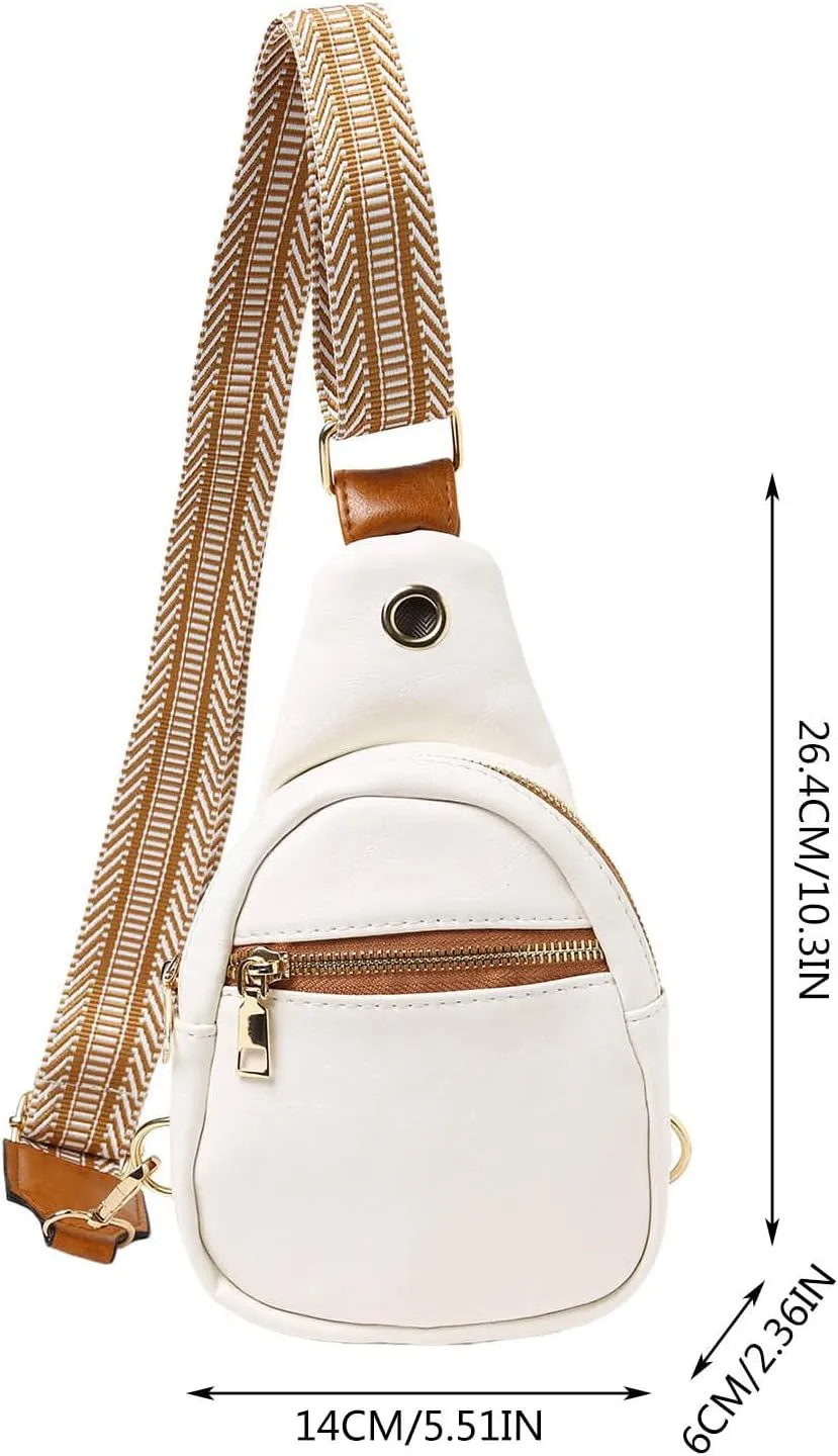 Fashion Chest Bags Soft Leather Texture Crossbody Bags Large Capacity Simple Retro Shoulder Bag (Coffee, One Size)