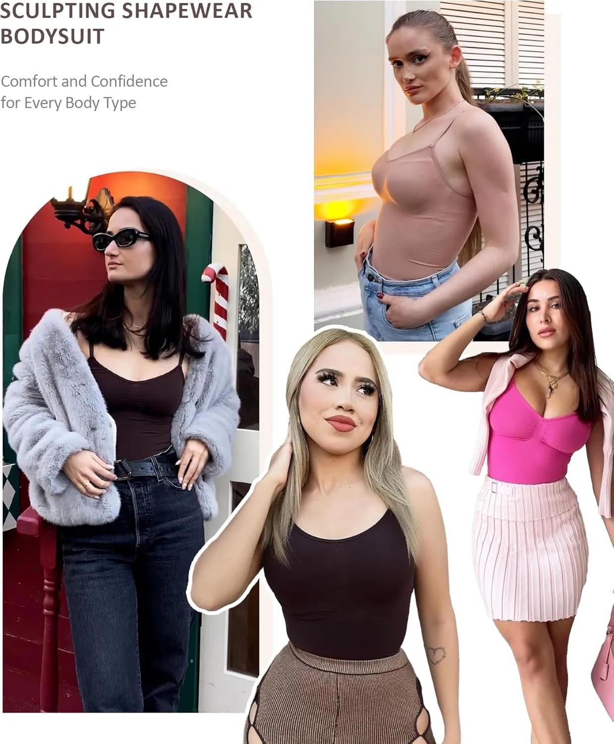 FeelinGirl Shapewear Bodysuit Sculpting Tummy Control Body Shaper for Women Seamless Plus Size Butt Lifting Shaper
