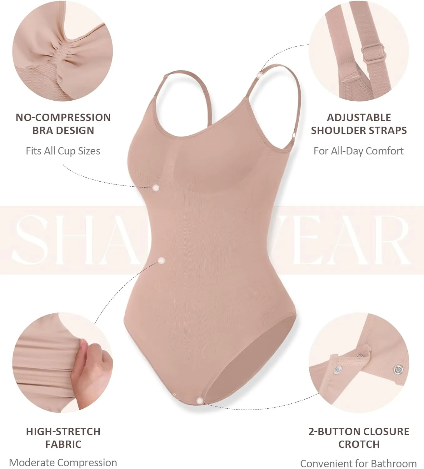 FeelinGirl Shapewear Bodysuit Sculpting Tummy Control Body Shaper for Women Seamless Plus Size Butt Lifting Shaper