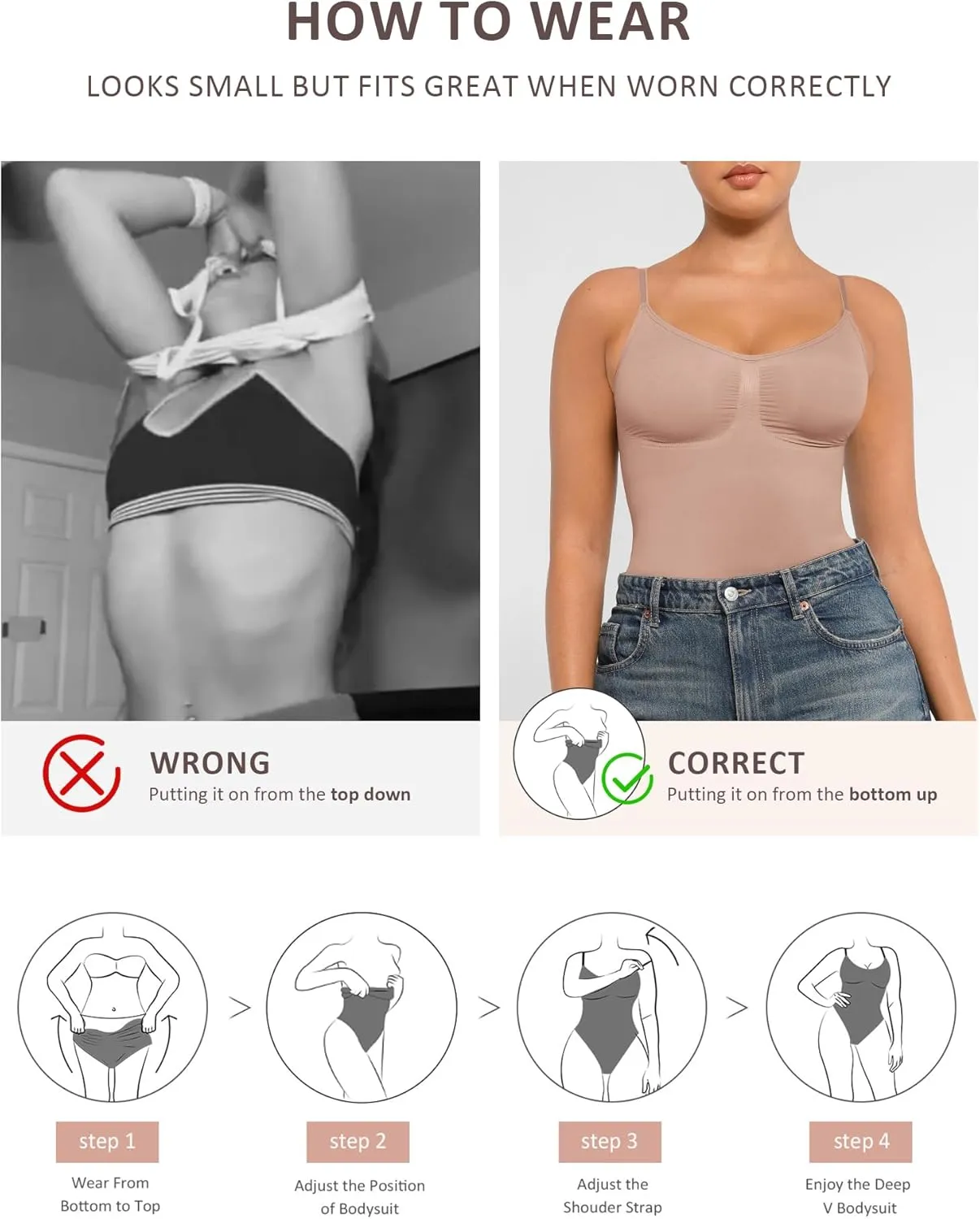 FeelinGirl Shapewear Bodysuit Sculpting Tummy Control Body Shaper for Women Seamless Plus Size Butt Lifting Shaper