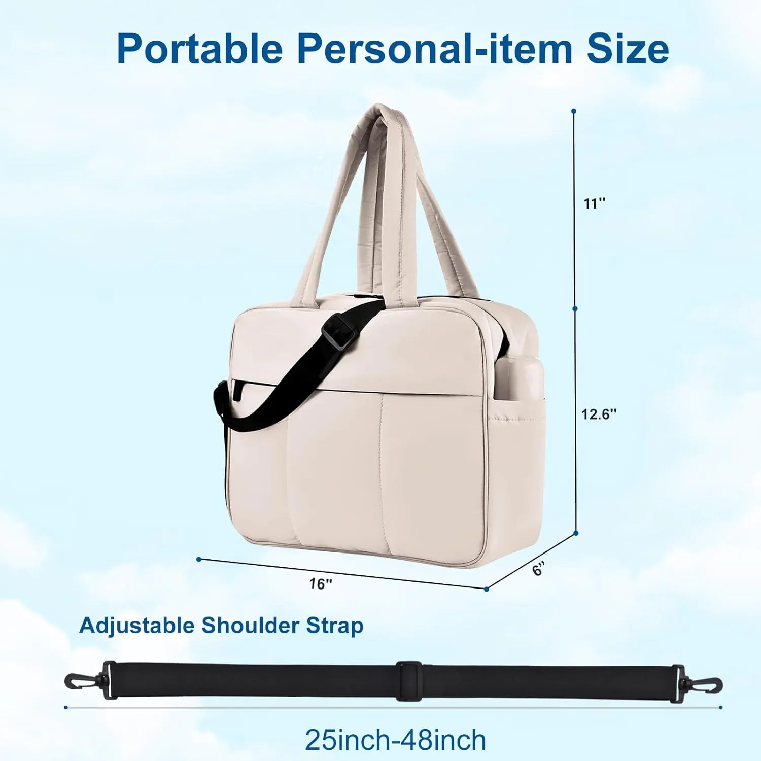 Felipe Varela Puffer Travel Duffle Bag, Gym Bag for Women with Shoe Compartment, Lightweight Tote Weekender Overnight Carry on Duffel Bags for Travel, Airplanes(Camel,19L)