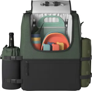 Fern & Soul Picnic Backpack Set for 4 - Stylish Picnic Basket Set - Insulated Picnic Basket 2-4 with Blanket, Cooler Bag. Picnic Set for 2, Picnic Bag, Picnic Baskets for Couples Gift Ideas. Large.