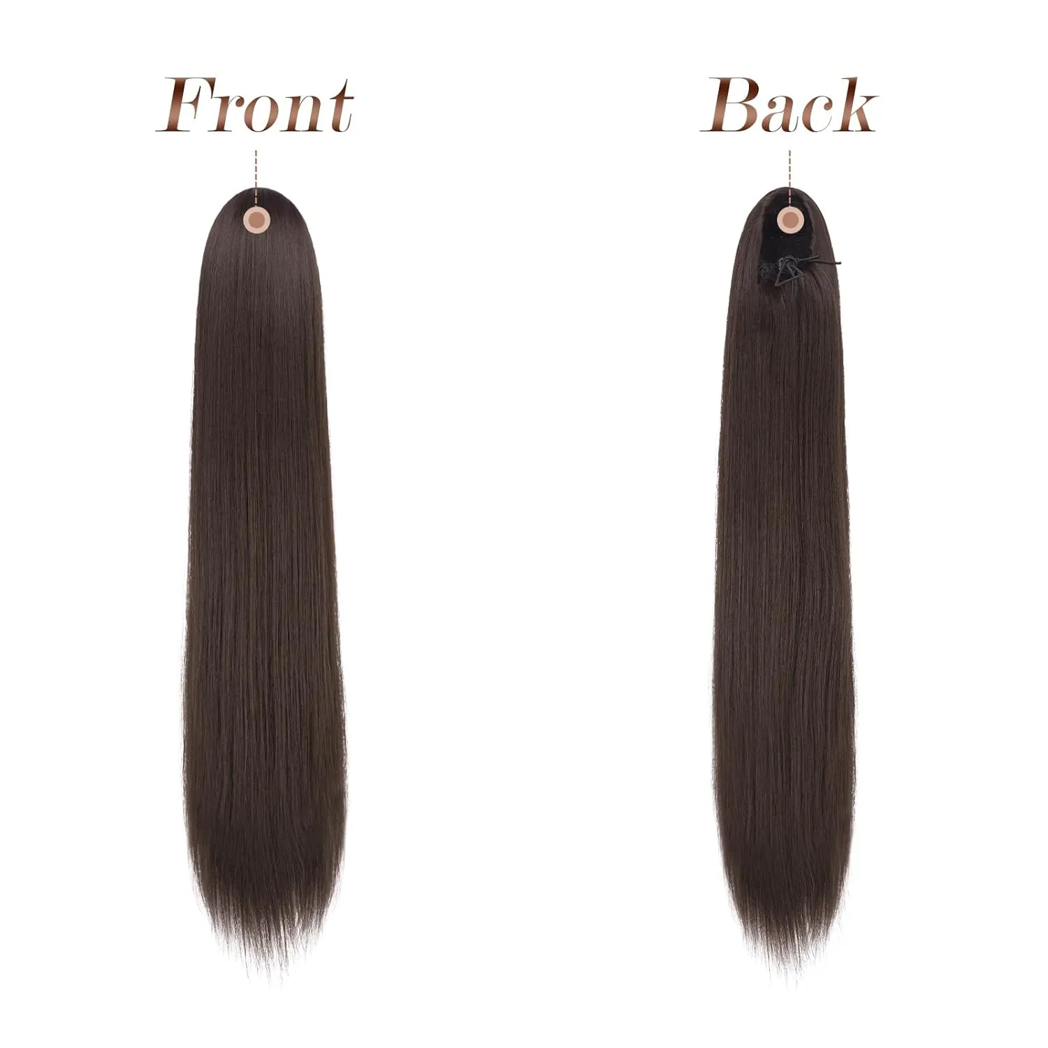 FESHFEN Drawstring Ponytail Extensions Long Straight Clip in Pony Tails Synthetic Hair Pieces Ponytails Hairpieces for Women, Brown 24 inch