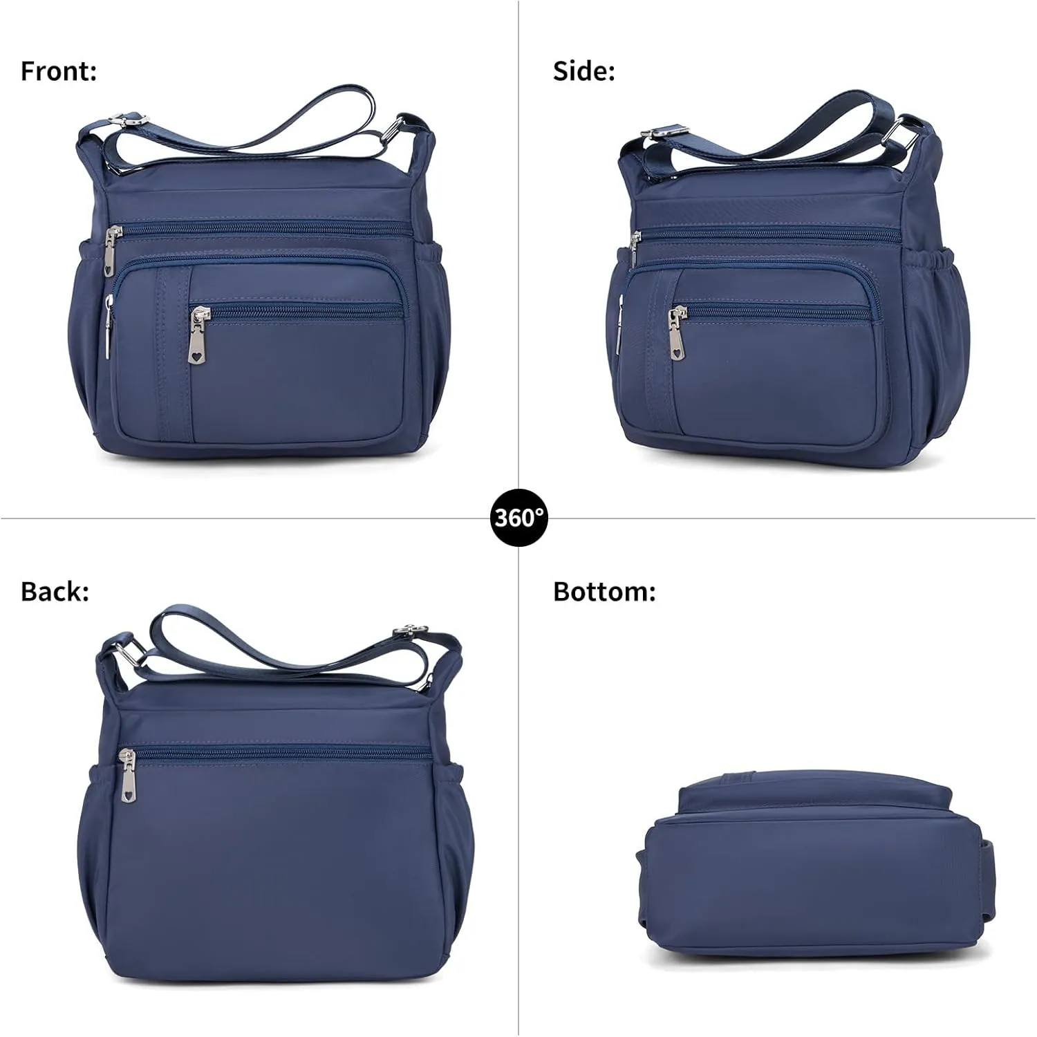 F.FETIVIN Women Floral Shoulder Handbag Roomy Multiple Pockets Bag Ladies Crossbody Lightweight Nylon Travel Purses