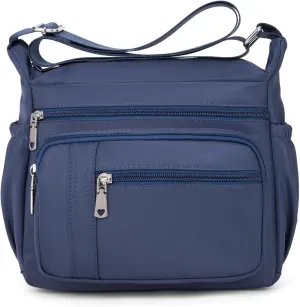F.FETIVIN Women Floral Shoulder Handbag Roomy Multiple Pockets Bag Ladies Crossbody Lightweight Nylon Travel Purses
