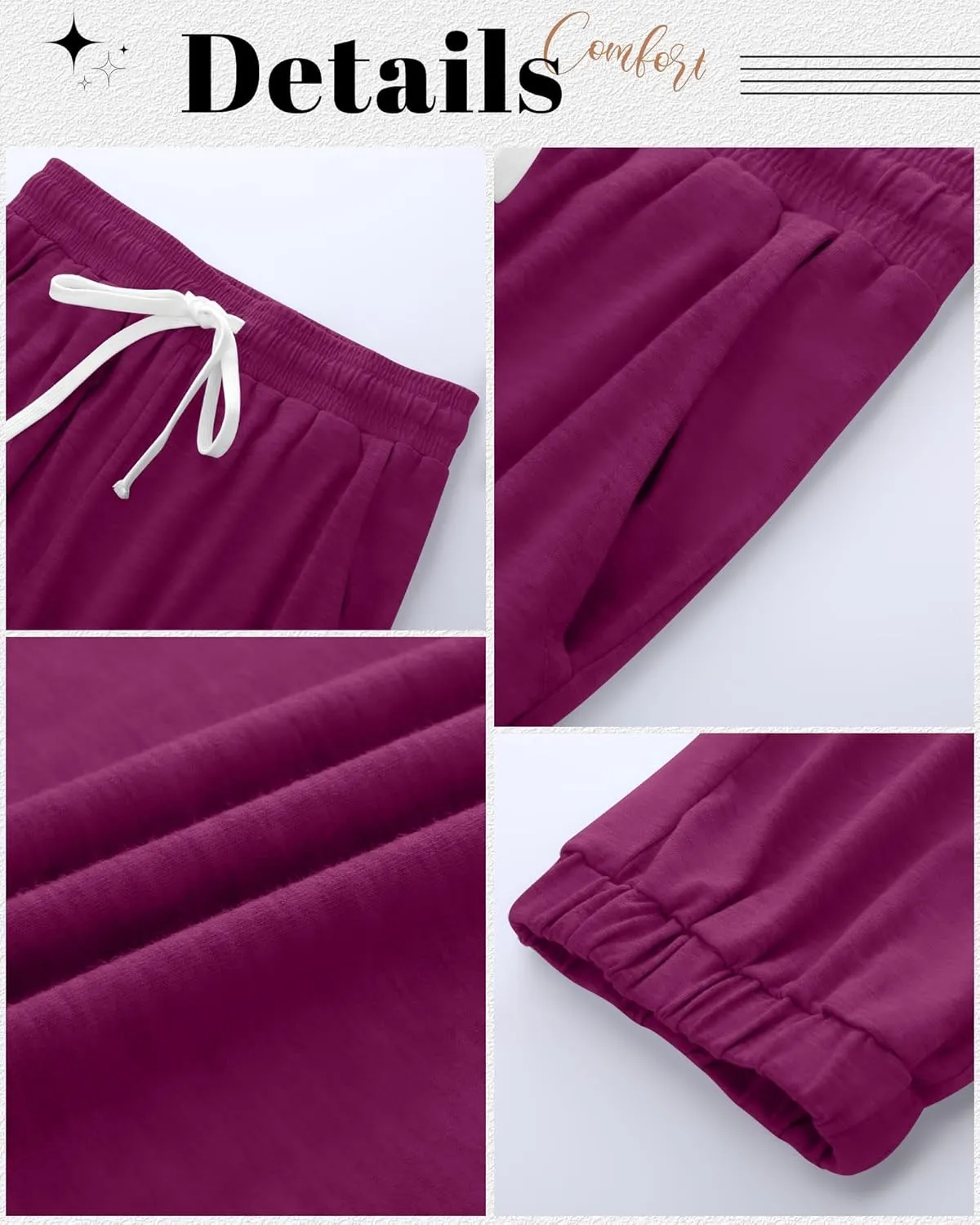 Ficerd 3 Pack Women's Plus Size Capri Sweatpants Cotton Drawstring Joggers Cropped Athletic Lounge Pants with Pockets