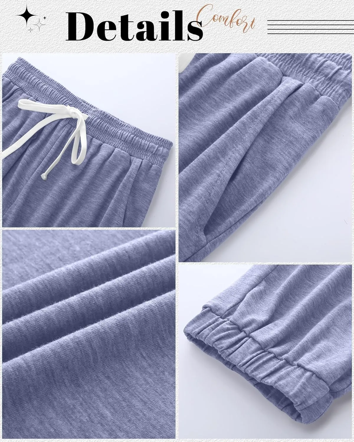 Ficerd 3 Pack Women's Plus Size Capri Sweatpants Cotton Drawstring Joggers Cropped Athletic Lounge Pants with Pockets