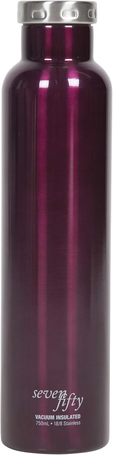 Fifty/Fifty Wine Growler Water Bottle, Narrow Mouth, Seven Fifty, 750ml/25 oz, Burgundy
