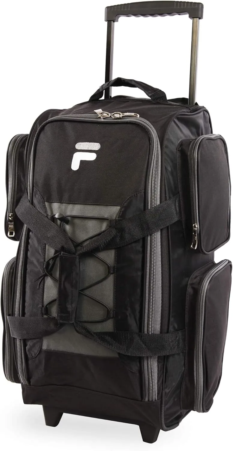 Fila 22" Lightweight Carry On Rolling Duffel Bag, Black, One Size