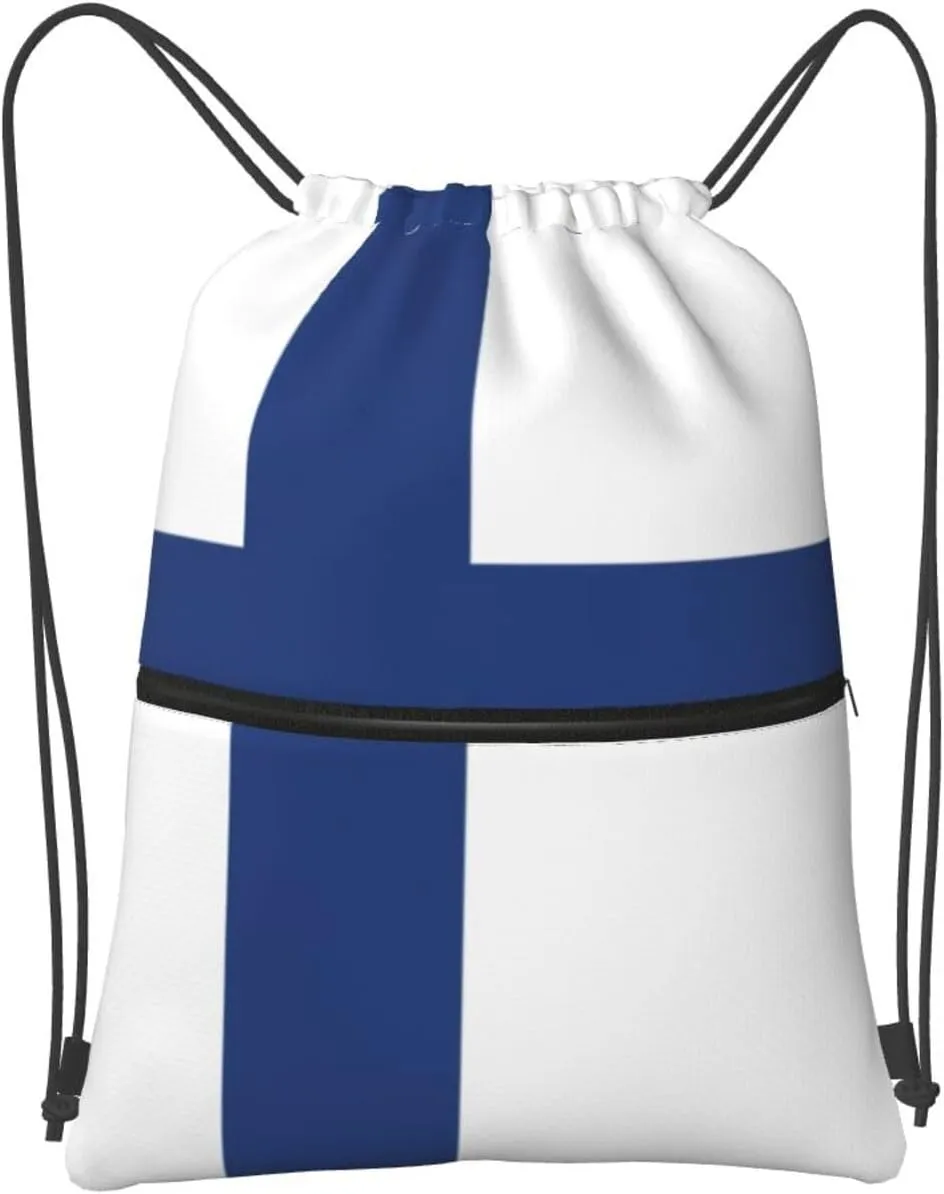 Finnish Flag Drawstring Backpack String Bag Sackpack Cinch For Gym Shopping Sport Yoga