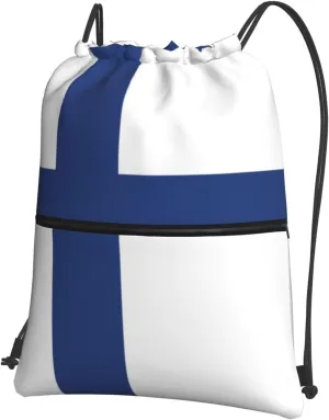 Finnish Flag Drawstring Backpack String Bag Sackpack Cinch For Gym Shopping Sport Yoga
