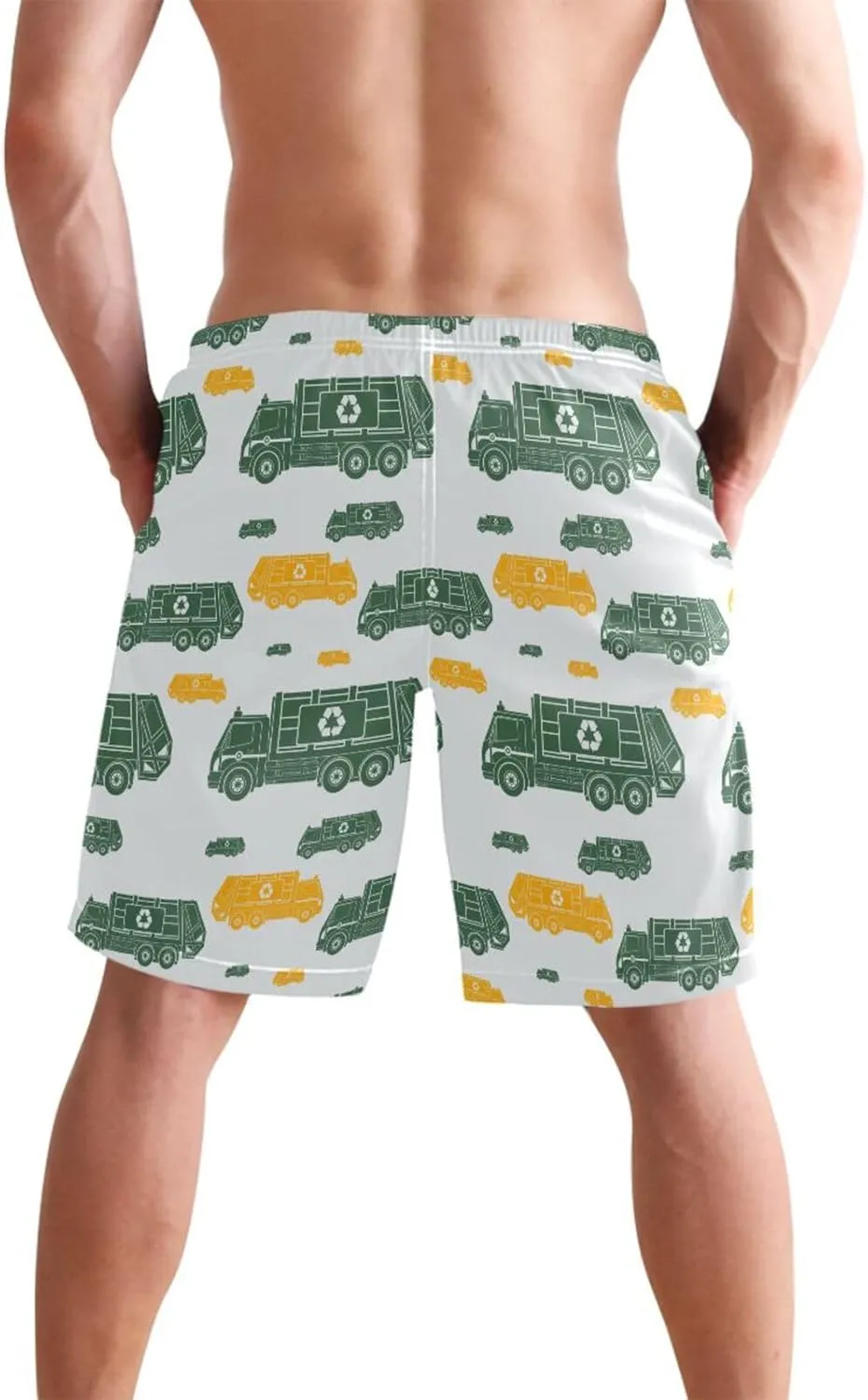 Fire Flame Men's Swim Trunks Quick Dry Beach Shorts with Pockets and Mesh Lining