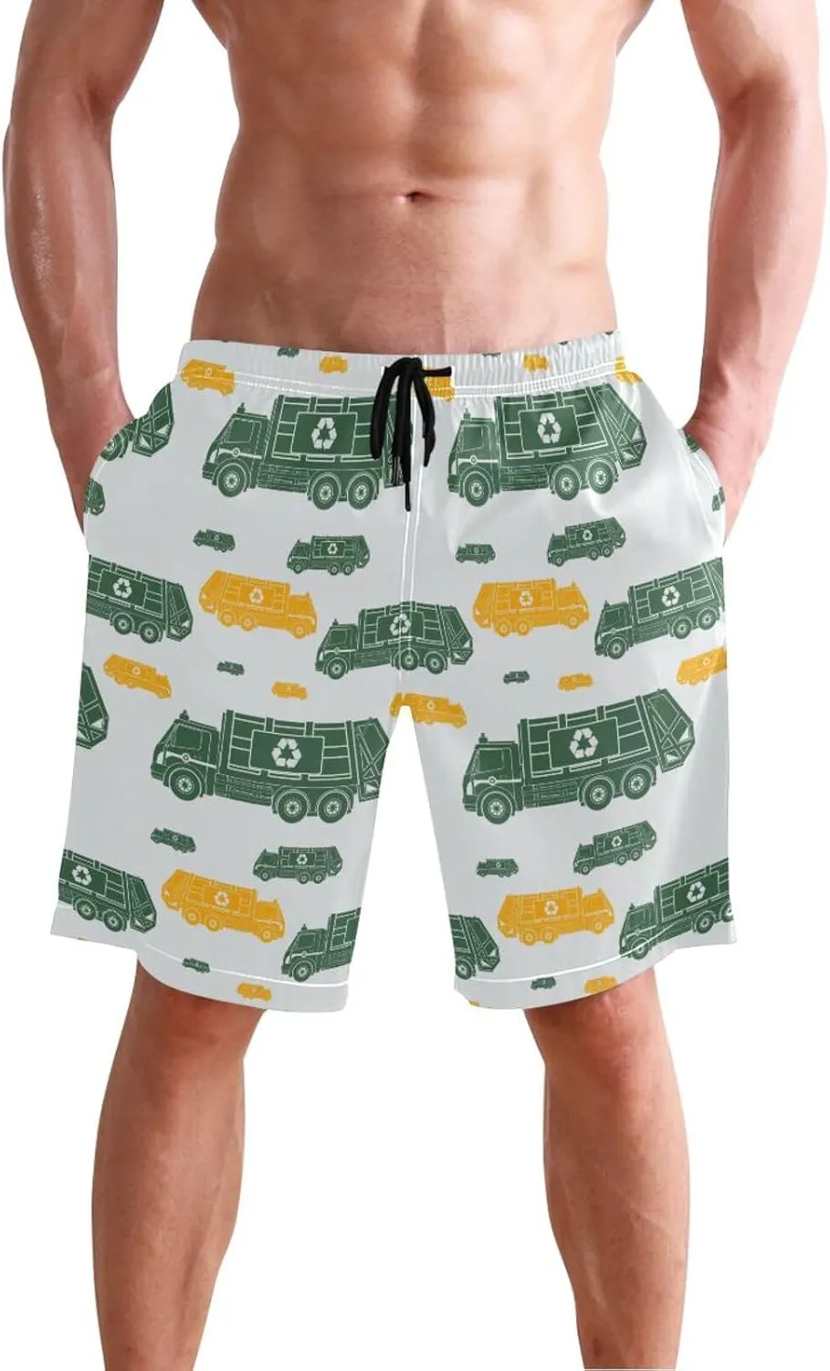 Fire Flame Men's Swim Trunks Quick Dry Beach Shorts with Pockets and Mesh Lining