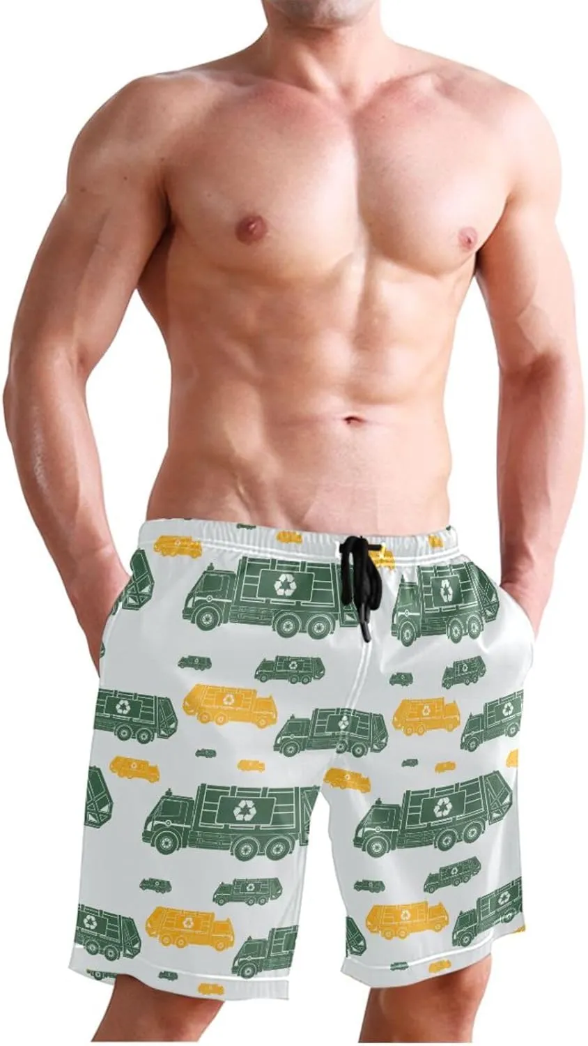 Fire Flame Men's Swim Trunks Quick Dry Beach Shorts with Pockets and Mesh Lining