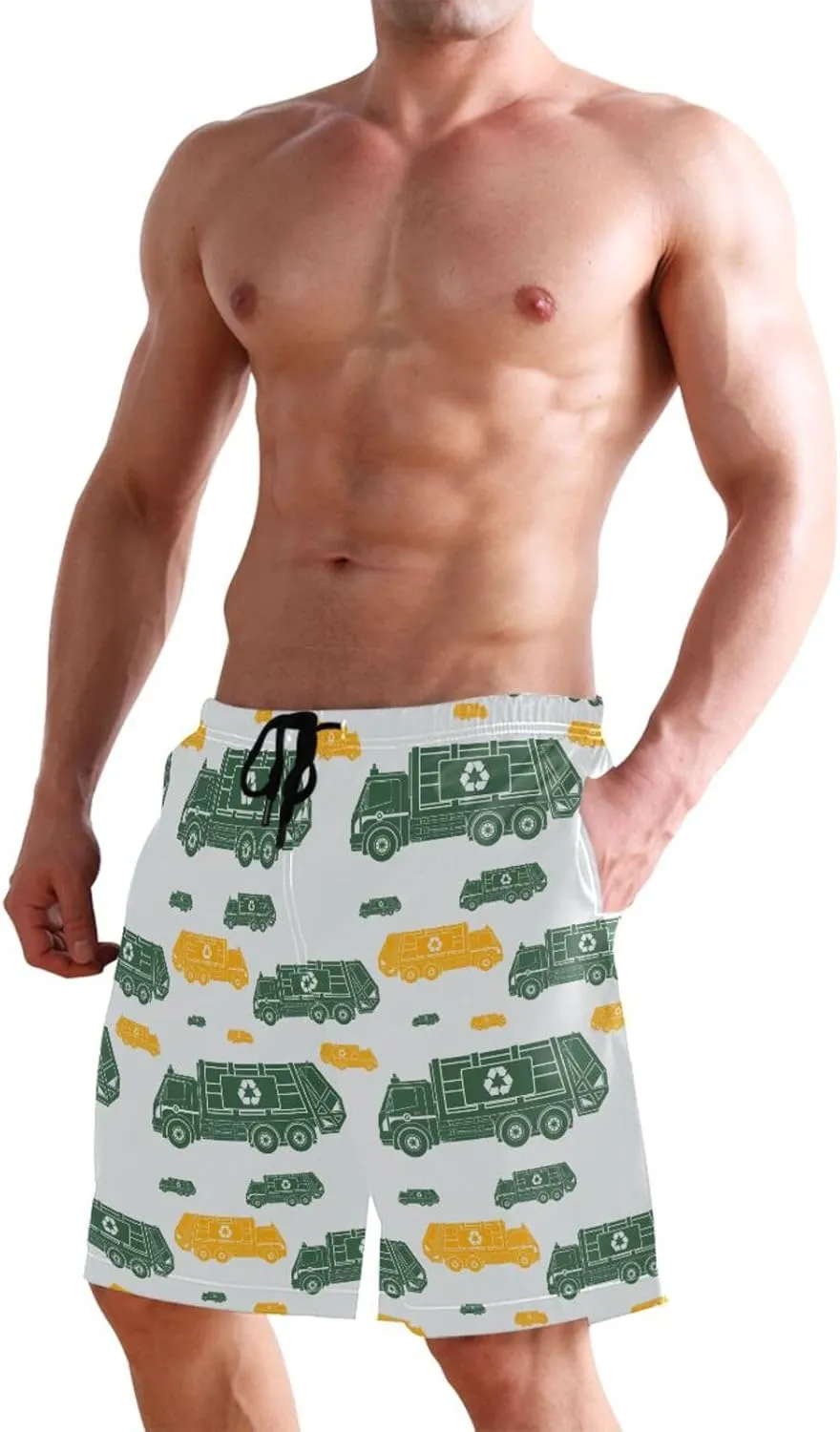 Fire Flame Men's Swim Trunks Quick Dry Beach Shorts with Pockets and Mesh Lining