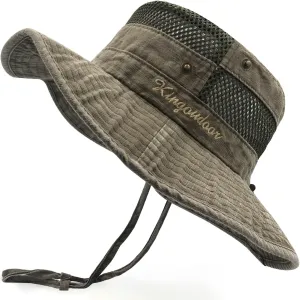 Fishing Hat Sun Protection Boonie Bucket Hat for Men Women Breathable Wide Brim Packable Mesh Safari Cap for Outdoor