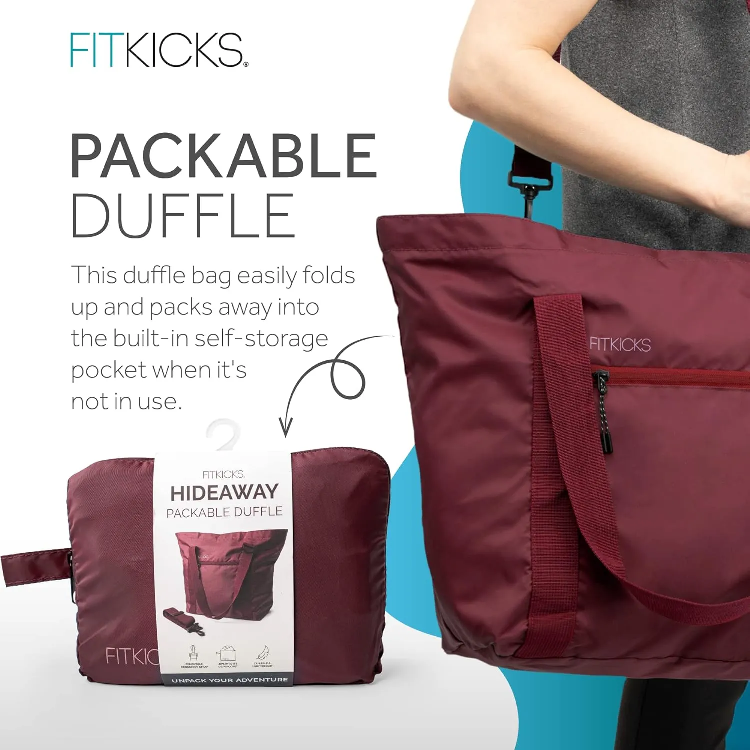 FITKICKS Hideaway Packable Duffle, Large Duffle Bag for Travel