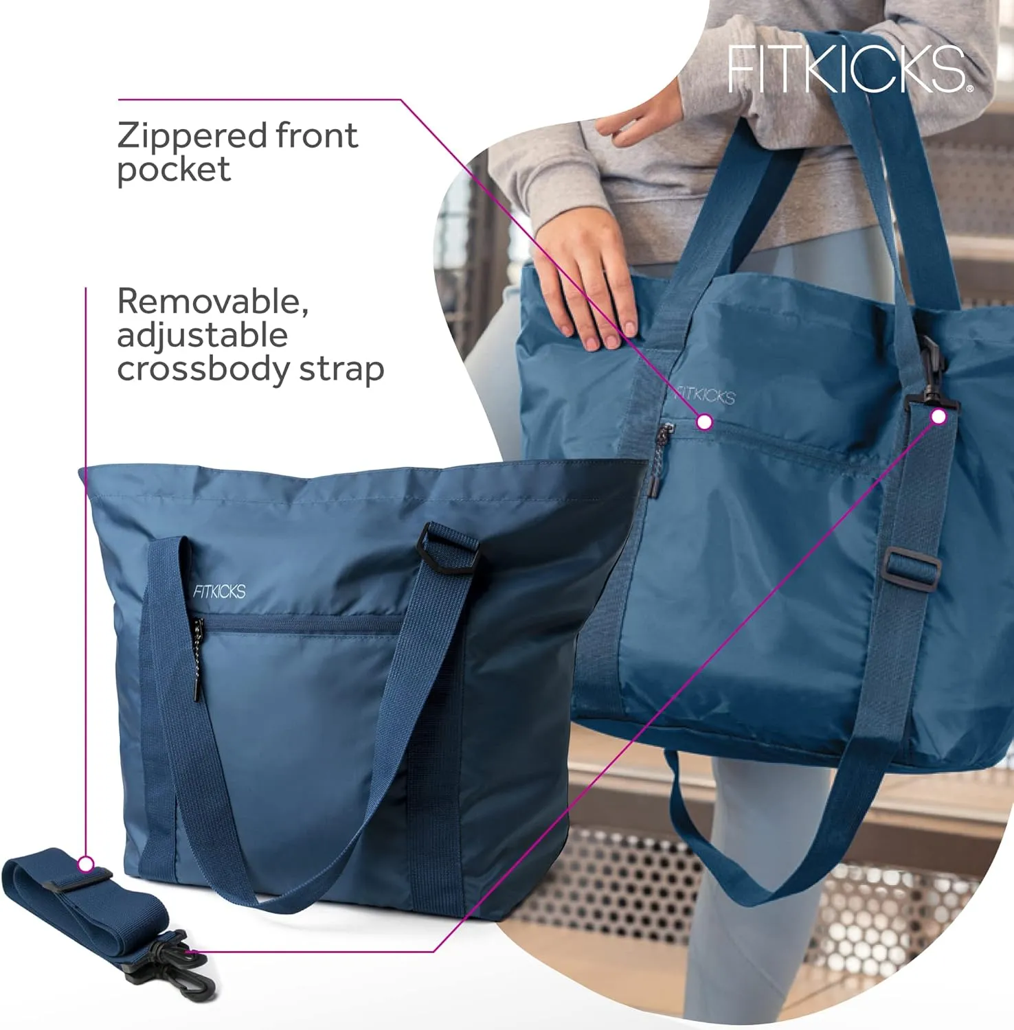FITKICKS Hideaway Packable Duffle, Large Duffle Bag for Travel