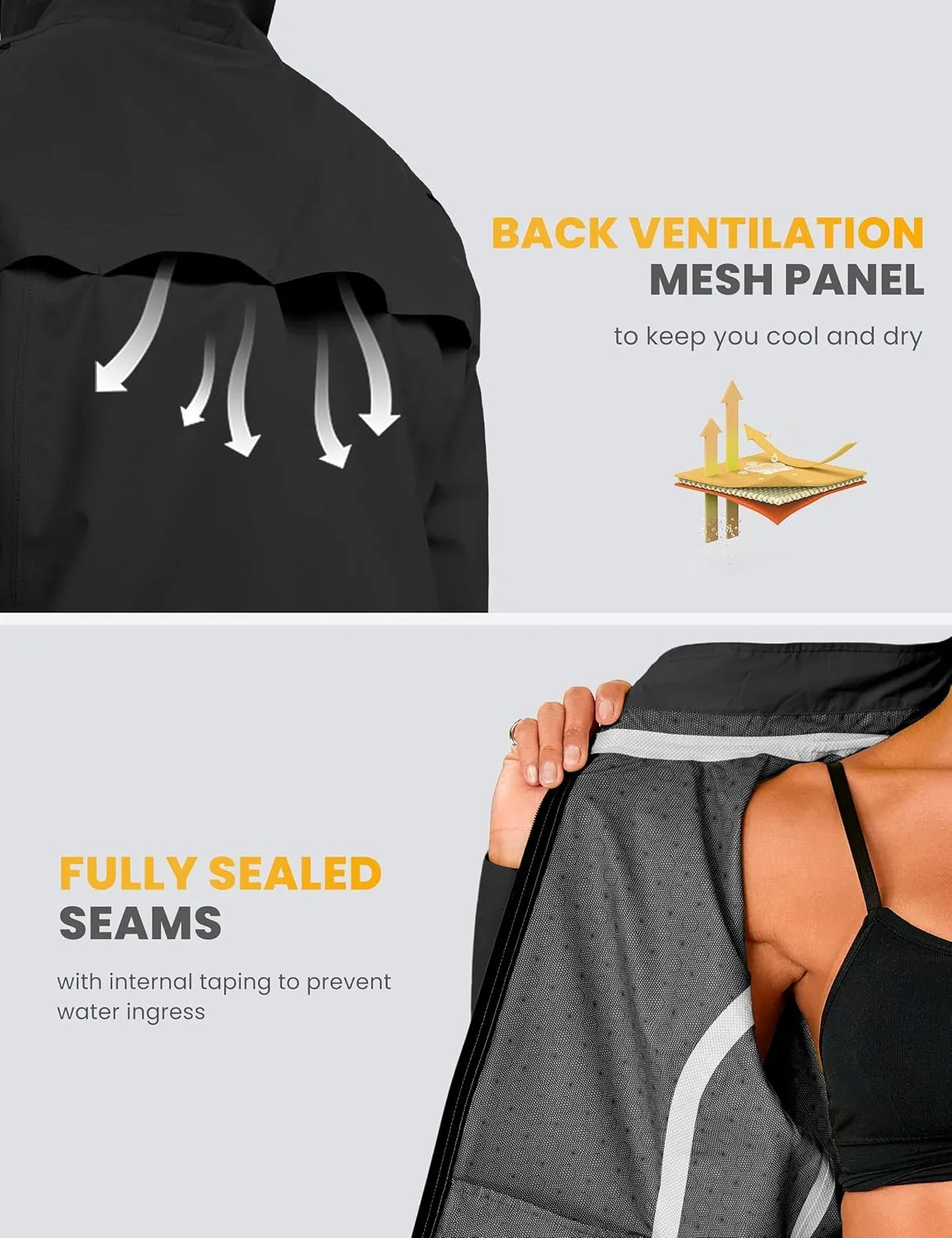 FitsT4 Sports Womens Rain Jacket Lightweight Waterproof Windbreaker Packable Running Reflective Cycling Jackets with Hood