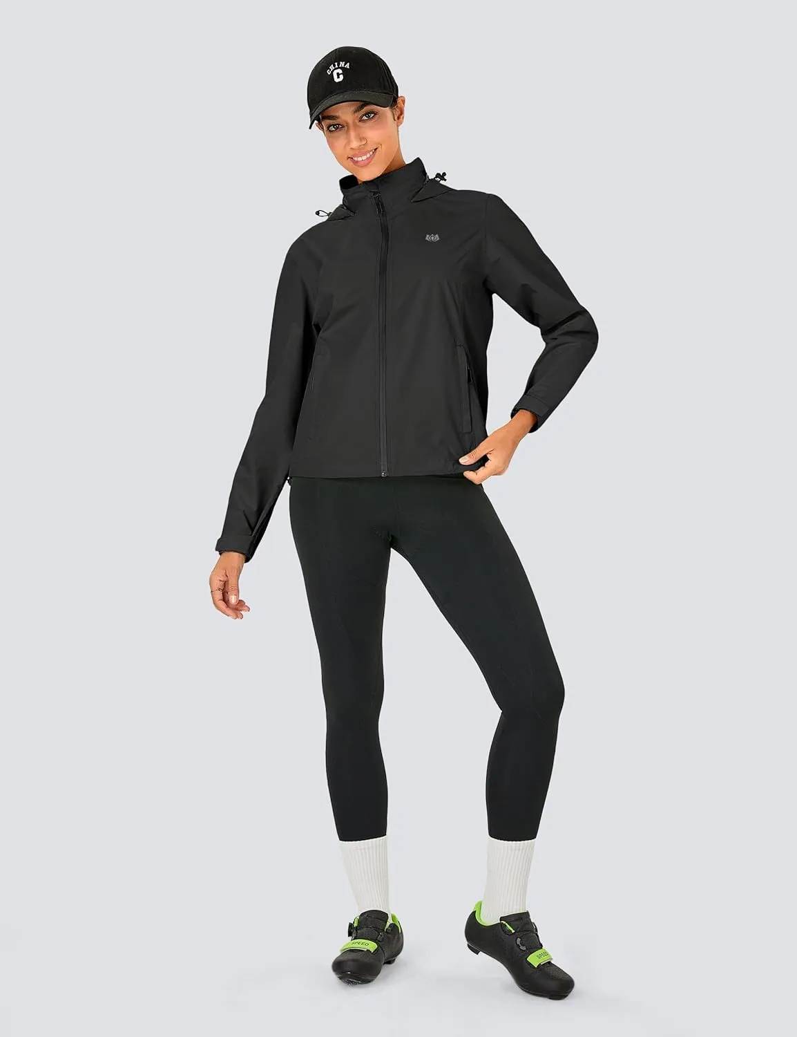 FitsT4 Sports Womens Rain Jacket Lightweight Waterproof Windbreaker Packable Running Reflective Cycling Jackets with Hood