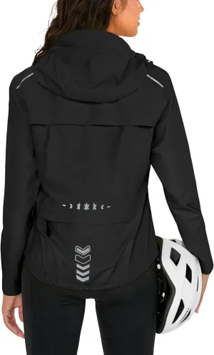 FitsT4 Sports Womens Rain Jacket Lightweight Waterproof Windbreaker Packable Running Reflective Cycling Jackets with Hood