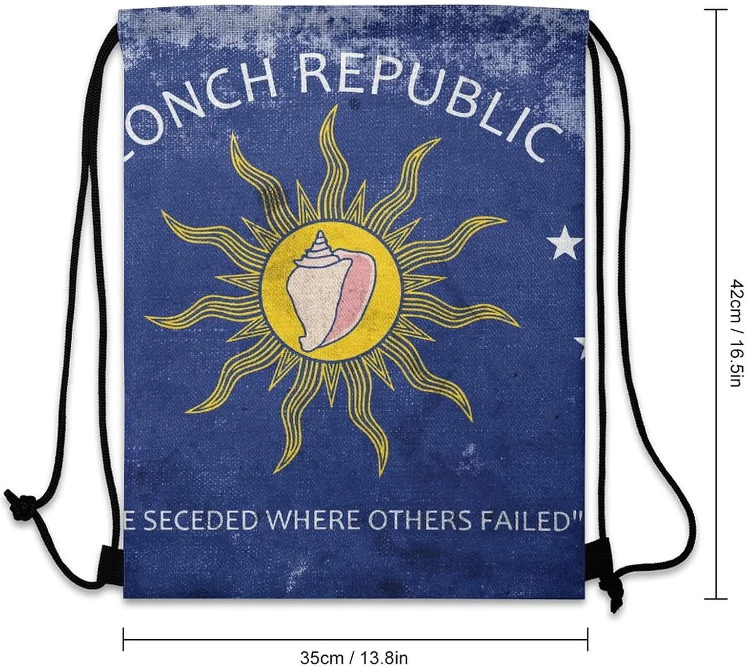 Flag of The Conch Republic Drawstring Backpack Sports Gym Sackpack Water Resistant String Bag for Women Men, 35*42cm, Style