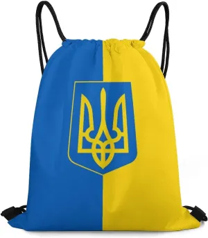 Flag of Ukraine Drawstring Backpack Sports Gym Sackpack Water Resistant String Bag for Women Men, 35*42cm, Style-3