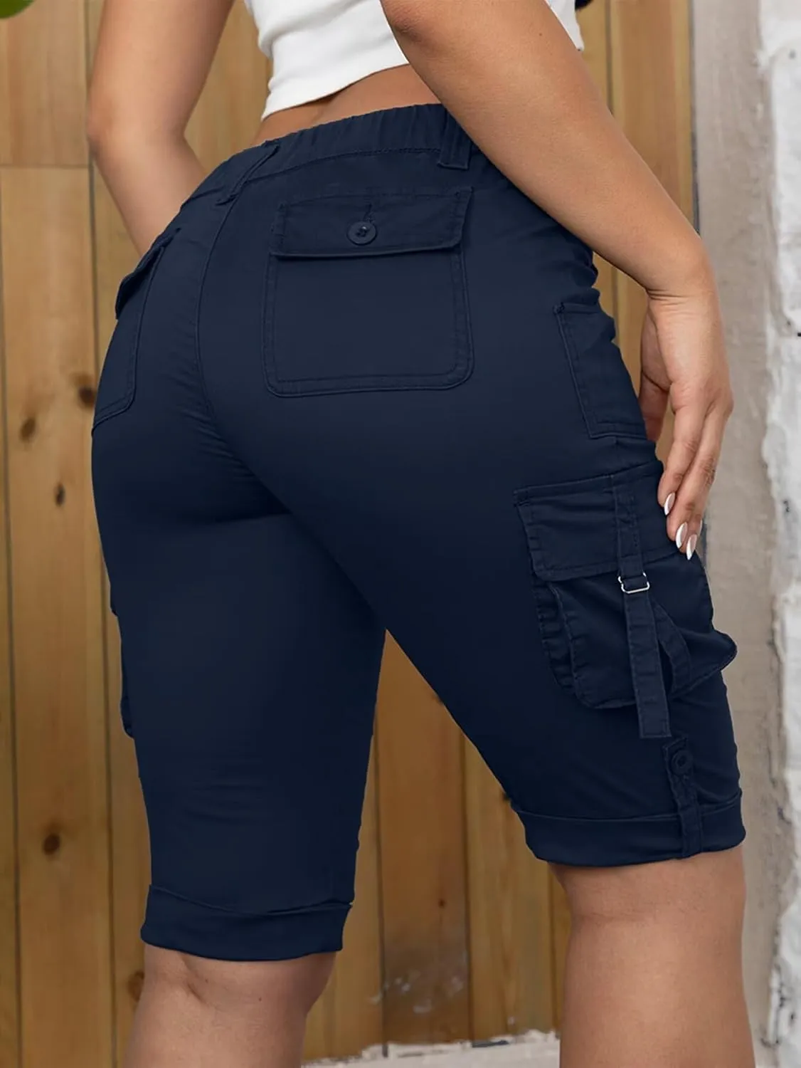 Flamingals Hiking Shorts for Women Flap Pocket Design Bermuda Cargo Shorts 2025 Trendy
