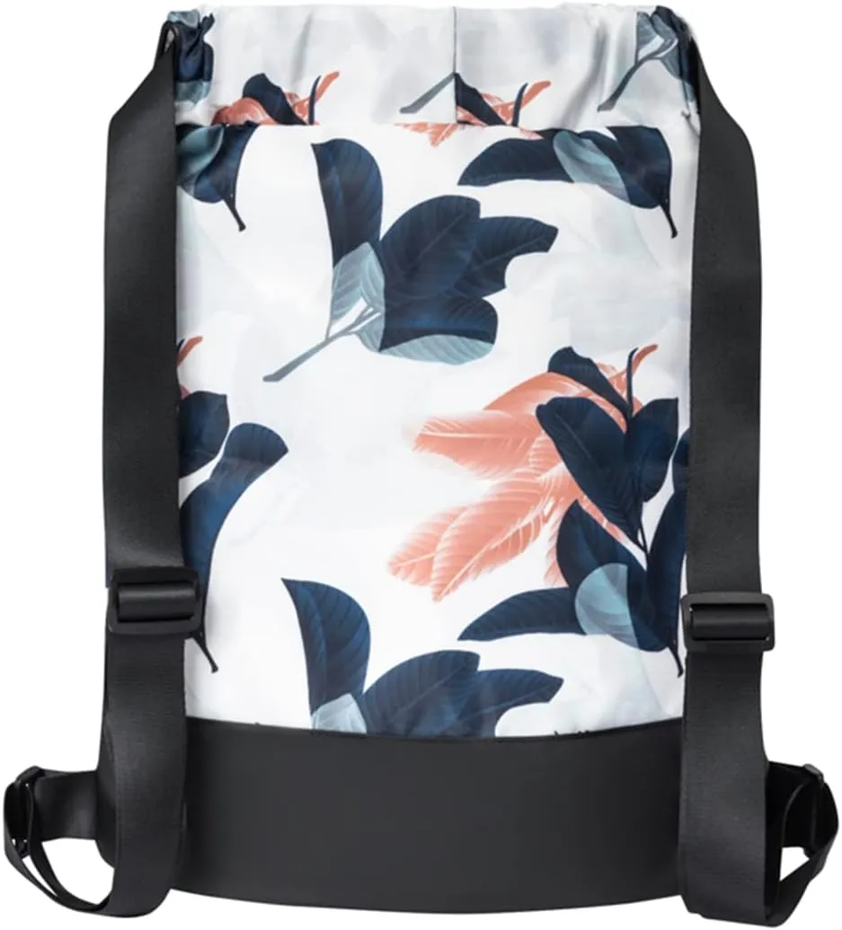 Flex Cinch Drawstring Gym Bag for Women with Graphic Designs | Durable Lightweight Gym Cinch Bags | Great for Gym Bag, Traveling, and Overnights | Navy/Coral - Guava Leaves