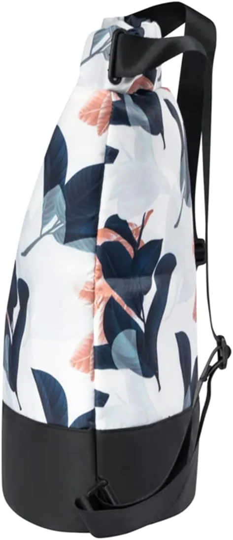 Flex Cinch Drawstring Gym Bag for Women with Graphic Designs | Durable Lightweight Gym Cinch Bags | Great for Gym Bag, Traveling, and Overnights | Navy/Coral - Guava Leaves