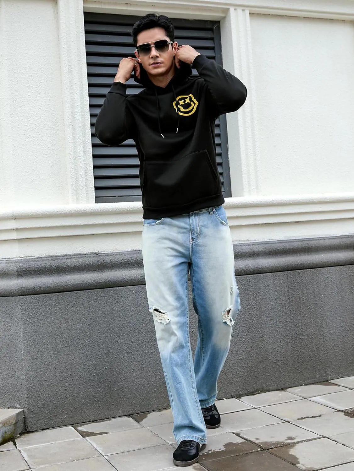 Floerns Men's Long Sleeve Lightweight Drawstring Letter Print Graphic Hoodies Sweatshirt Tops
