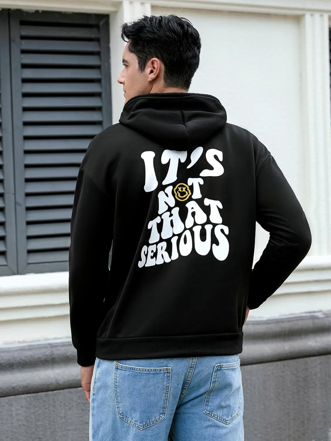 Floerns Men's Long Sleeve Lightweight Drawstring Letter Print Graphic Hoodies Sweatshirt Tops