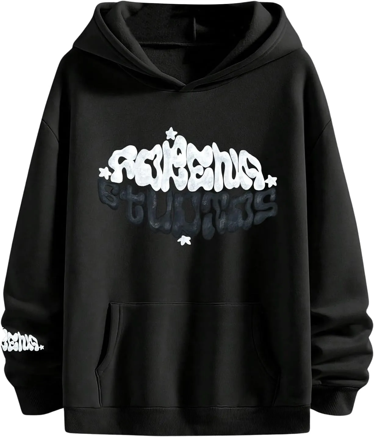 Floerns Men's Long Sleeve Lightweight Drawstring Letter Print Graphic Hoodies Sweatshirt Tops