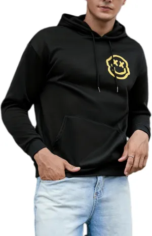 Floerns Men's Long Sleeve Lightweight Drawstring Letter Print Graphic Hoodies Sweatshirt Tops