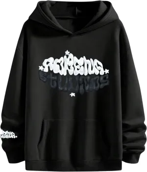 Floerns Men's Long Sleeve Lightweight Drawstring Letter Print Graphic Hoodies Sweatshirt Tops