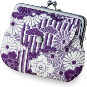 Floral Buckle Coin Purses (FUKURE weave Retro flower - Purple) / Made in Japan Kiss-lock Change Purse Wallets pouch for women