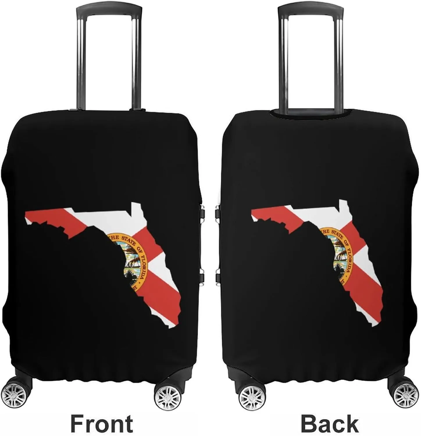 Florida State Flag Map Fashion Luggage Cover Protector Washable Elastic Suitcase Cover Anti-Scratch Unisex Travel M