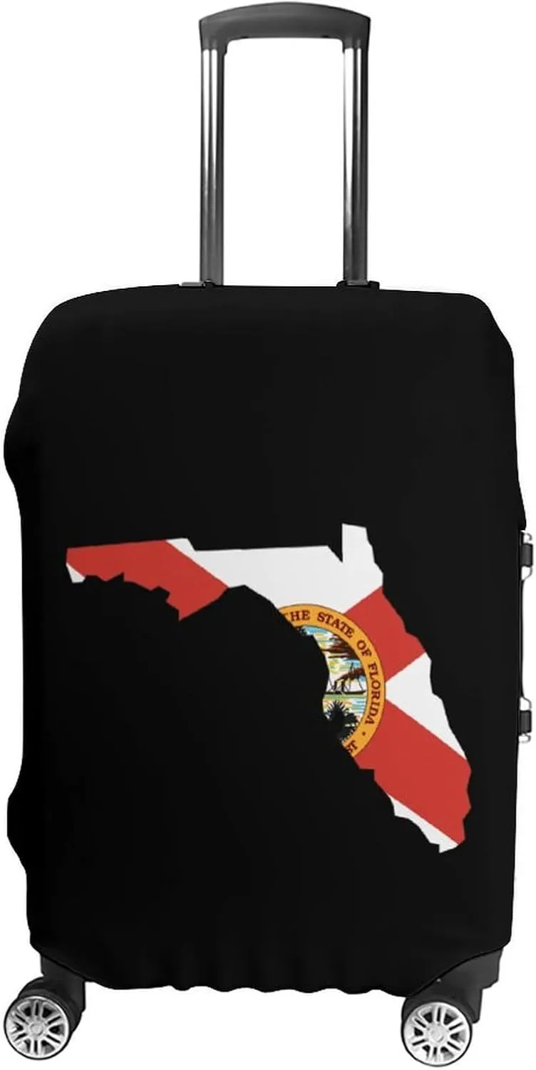 Florida State Flag Map Fashion Luggage Cover Protector Washable Elastic Suitcase Cover Anti-Scratch Unisex Travel M