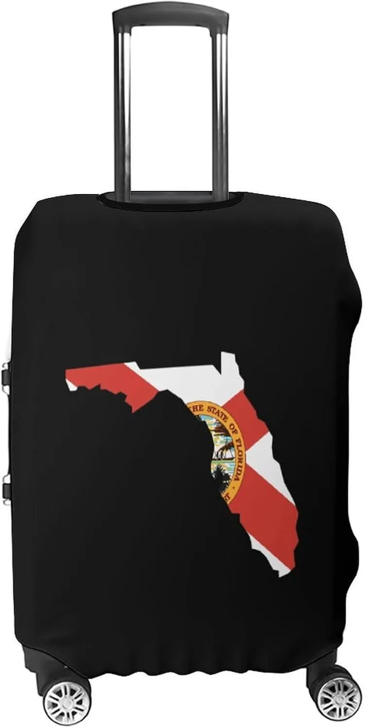 Florida State Flag Map Fashion Luggage Cover Protector Washable Elastic Suitcase Cover Anti-Scratch Unisex Travel M