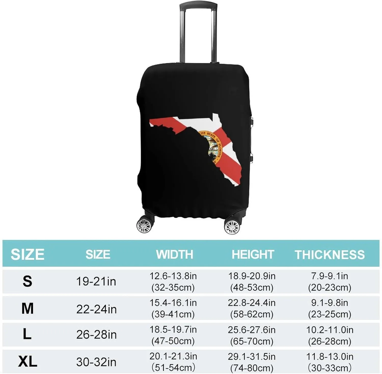 Florida State Flag Map Fashion Luggage Cover Protector Washable Elastic Suitcase Cover Anti-Scratch Unisex Travel M