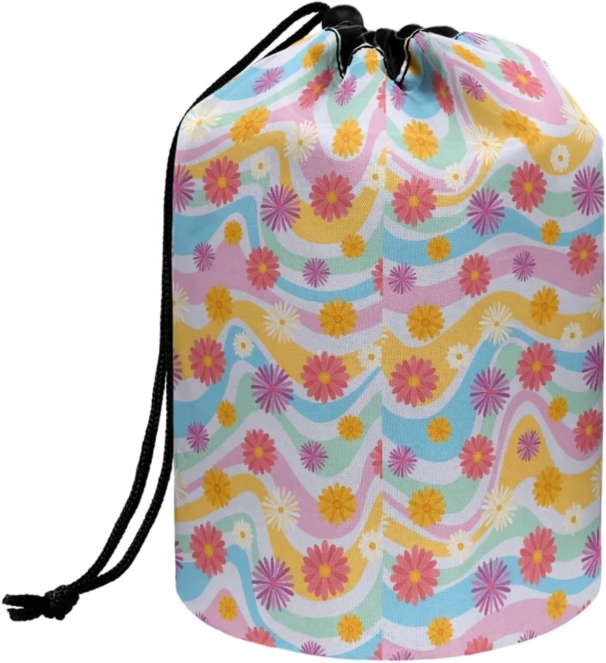 flowers drawstring makeup bag opens flat collapsible makeup bag travel essentials for women portable lazy drawstring makeup bag travel cosmetic pouch toiletry travel toiletry bag