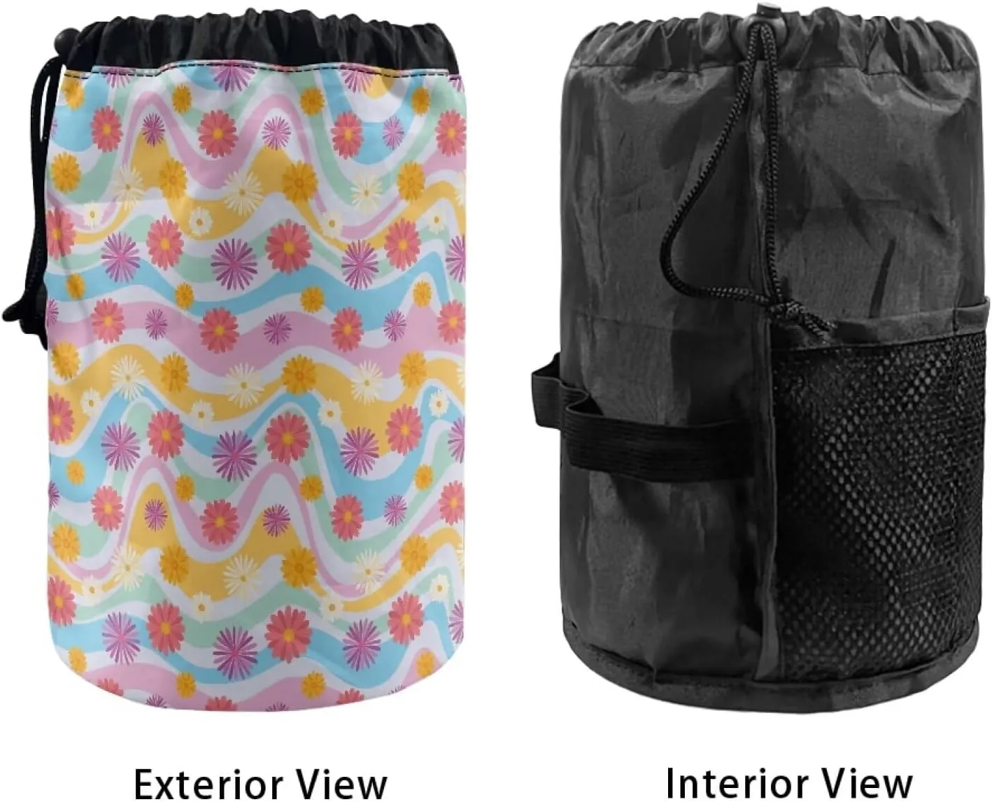 flowers drawstring makeup bag opens flat collapsible makeup bag travel essentials for women portable lazy drawstring makeup bag travel cosmetic pouch toiletry travel toiletry bag